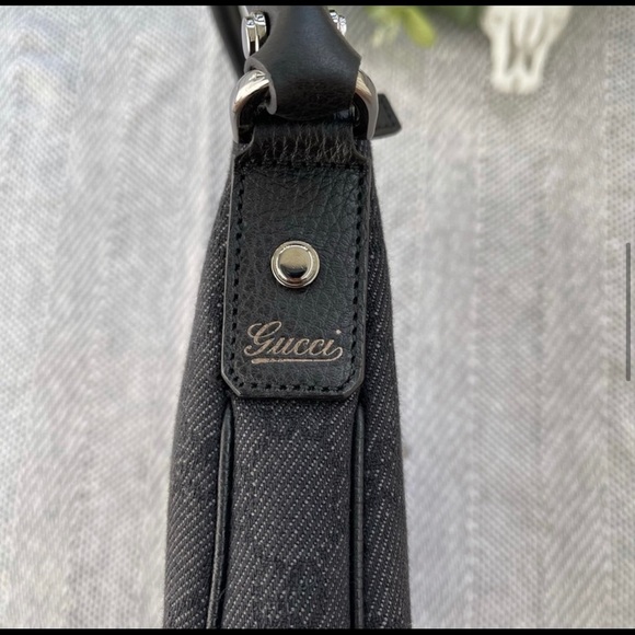 Gucci Black Denim Monogram Abby Shoulder Bag - Picture 5 of 16